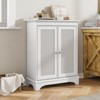 ORRD White Two-Door Rattan Storage Cabinet with Adjustable Partition, Medieval Modern Buffet Cabinet - 3 of 4