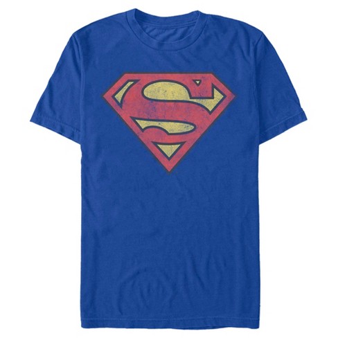 Men s Superman Distressed Logo T shirt Royal Blue Large Target