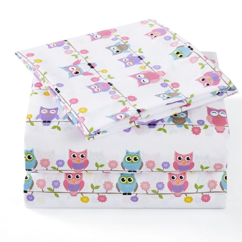 Colorful Owls Microfiber Kids' Sheet Set By Sweet Home Collection™, 2 of 6
