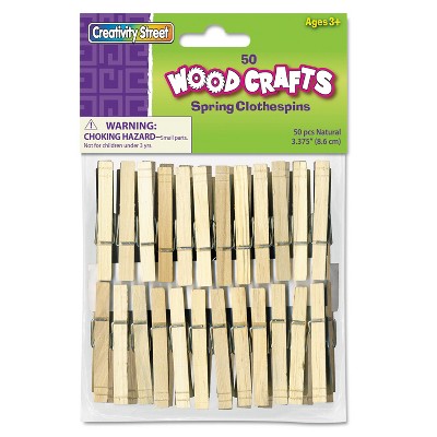 CREATIVITY STREET Woodcrafts Wood Clothespins Natural 50-Count (CKC365801)