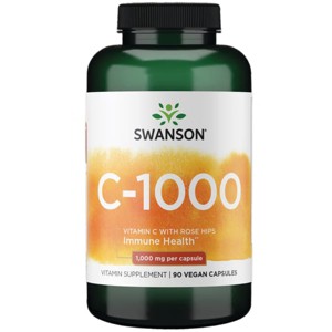 Swanson Vitamin C with Rose Hips for skin, heart & immune health (1000mg, 90 capsules) - 1 of 4