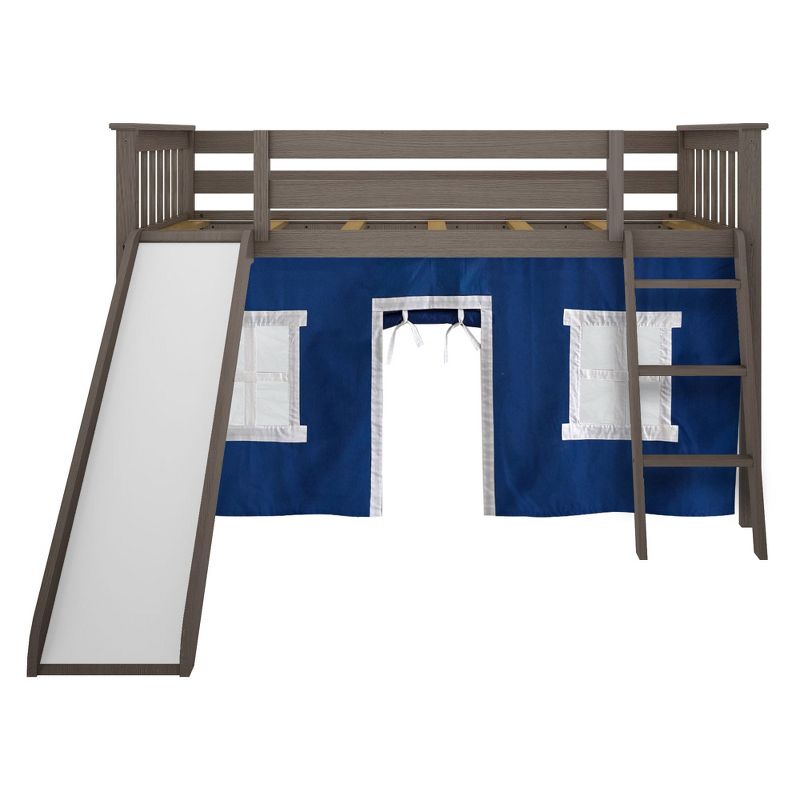 Max & Lily Twin Low Loft with Slide and Curtains, 4 of 8