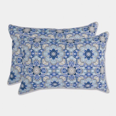 Keyzu Medallion 2pc Rectangular Outdoor Throw Pillow Set Blue - Pillow Perfect