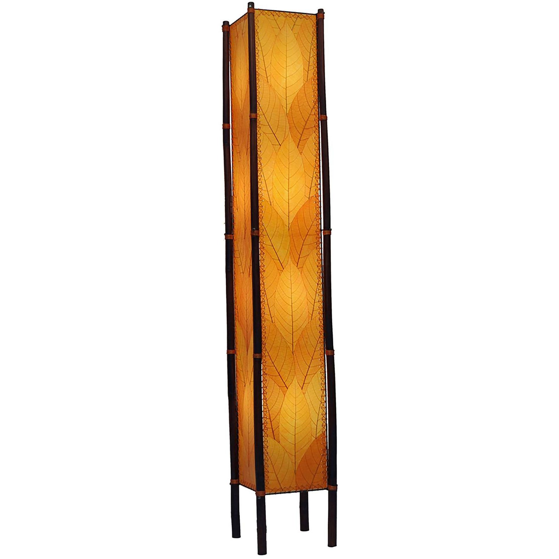 Eangee Fortune Tower Orange Cocoa Leaves 72" High Floor Lamp