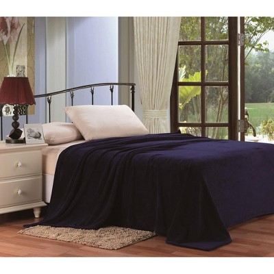 Super Plush Comfy Solid Microplush Blanket Queen - Navy Blue : Target