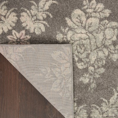 Elegant Floral Lattice Grey/Pink Synthetic Area Rug 5'3" x 7'3"