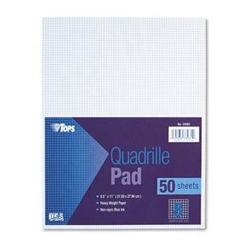 TOPS Quadrille Pads 8 Squares/Inch 8 1/2 x 11 White 50 Sheets 33081