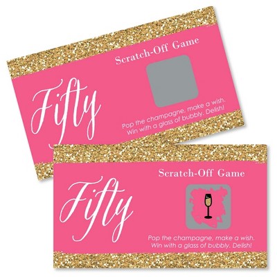 Big Dot of Happiness Chic 50th Birthday - Pink and Gold - Birthday Party Game Scratch Off Cards - 22 Count