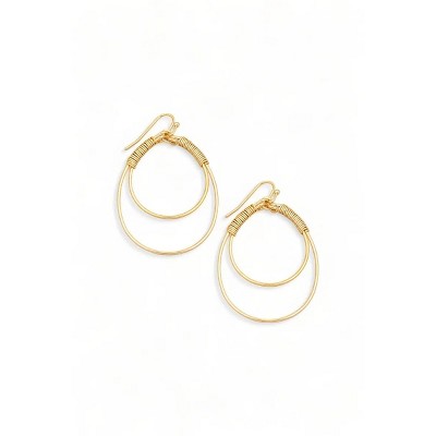 Slickblue Women's Drop Earrings, Metal Oval Hoops with Wire Wrap Detail, Lightweight Design, Gold/Silver, 2.5"