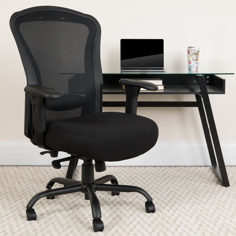 Flash Furniture HERCULES Series 24/7 Intensive Use Big & Tall 400 lb. Rated Black Mesh Multifunction Synchro-Tilt Ergonomic Office Chair, 3 of 9