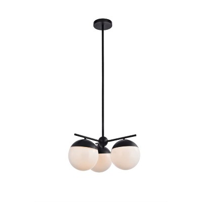 Eclipse Black and Frosted White 3-Light Globe Pendant
