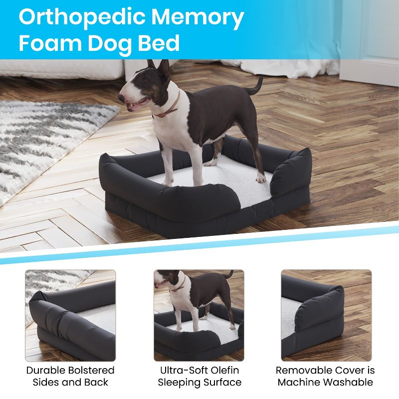 Emma and Oliver Comfy Orthopedic Memory Foam Dog Bed Bolstered Style with Zippered Washable Cover & Non-Slip Bottom, 5 of 12