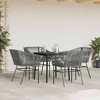 vidaXL Patio Dining Set with Cushions Table and Chairs Set Poly Rattan Glass - Gray 31.5" x 31.5" x 29.1" 4-Piece - 3 of 4