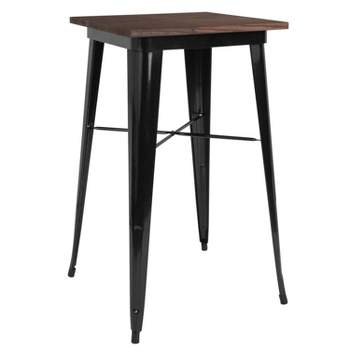 Emma and Oliver 23.75" Square Wood/Metal Indoor Bar Height Table