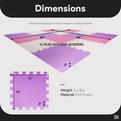 Pink and Purple PVC Interlocking Puzzle Play Mat Set