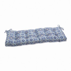 Keyzu Medallion Outdoor Bench Cushion Blue - Pillow Perfect - 1 of 4