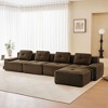 153" Modern L-Shaped Modular Sectional Sofa for Living Room, Corduroy Fabric, 4-Seater Couch with Deep Seat and Movable Ottoman,Camel - 3 of 4