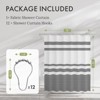 Aoibox Washable Cloth Black Shower Curtain Set with 12 Hooks, Rustic Black and White Striped Fabric, Farmhouse Bathroom Decor - 2 of 4