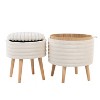 LumiSource Tray Plush Ottoman Set Cream Faux Fur/Natural Wood - 4 of 4