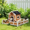 PawHut Outdoor Dog House, Wooden Dog Shlter with Large Porch, Weatherproof & Openable Roof, Elevated Base, Removable Floor - 2 of 4