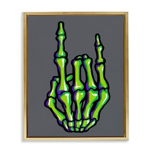 Stupell Industries Rock On Skeleton Hand Floating Frame Canvas Art - 1 of 4