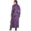 24seven Comfort Apparel Plus Size Purple Print Collared Wrap Maxi Dress - 3 of 3
