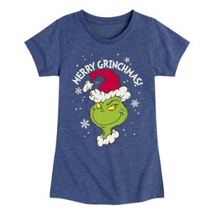 Girls' - Dr. Seuss - Merry Grinchmas Fitted Short Sleeve Graphic T-Shirt - 1 of 4