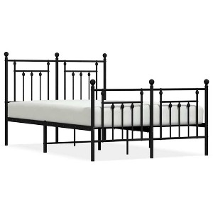 vidaXL 12" Black Full Size Metal Bed Frame with Headboard & Footboard No Mattress - 1 of 4