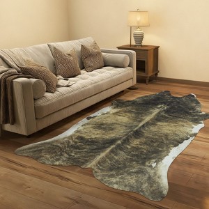 Faux Cowhide Rug 61x74.8 Inch, Western Animal Skin Carpet for Living Room Bedroom, Cowboy Cowgirl Home Decor - 1 of 4