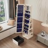 KWPZQEB Swivel Jewelry Cabinet with Full Length Mirror, Standing Jewelry Armoire Organizer with Interior Lighted Mirror&Lockable Storage Cabinet,White - 2 of 4
