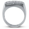 Pompeii3 1ct Diamond Mens Three Stone Wedding Anniversary Ring 10k White Gold - 3 of 4