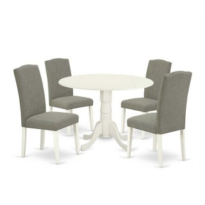 Round Kitchen Table Set 5pc - 42" Dining Table w/ Drop Leaves & 4 Parsons Chairs - 1 of 4