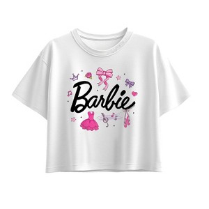 Girls' - Barbie - Ballerina Barbie Logo Short Sleeve Boxy Graphic T-Shirt - 1 of 1