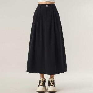 Anna-Kaci Women's High Waist Pleated A-Line Maxi Skirt with Structured Volume, Smooth Draping Fabric - 1 of 4