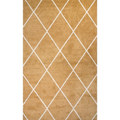 Gold/White Diamond Trellis 8' x 10' Synthetic Area Rug