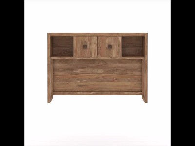 60" Sindoori Mango MDF Desktop Hutch with Sliding Doors