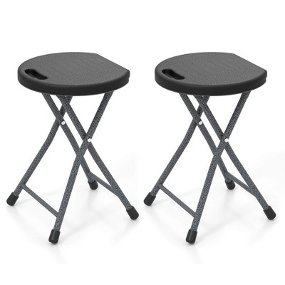 Tangkula 2PCS 18"H Folding Stool Portable & Foldable Camping Chair w/ Built-in Handle