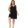 Agnes Orinda Women's Plus Size Placket Sleeveless Round Neck Piping Nightgown - 3 of 4