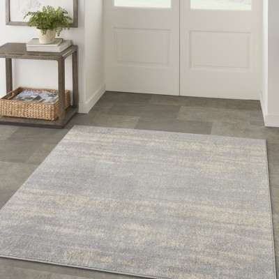 Essentials 5' Square Grey/Beige Abstract Synthetic Outdoor Rug