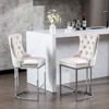 NicBex Velvet Counter Bar Stools Set of 2, Modern Bar Chairs, Button Tufted w/ Rivet Trim & Brushed Nickel Base for Kitchen Island - 2 of 4