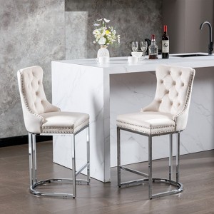 NicBex Dining Chairs Set of 2 Bar stool Upholstered Chair Modern Velvet chair with Button Back Rivet Trim for Home Pub and Kitchen - 1 of 4