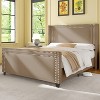 Bed Frame with 58" Tall Headboard,Silver Plating Trim,Velvet Upholstered - 3 of 4