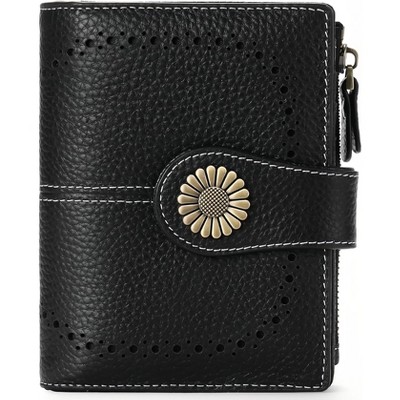 Wikineon Small Women's Leather Bifold Wallet - RFID Blocking Credit Card Holder with Zipper Coin Pocket, Organized Card Slots for Easy Access
