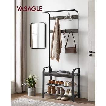 VASAGLE 4-in-1 Coat Rack Hall Tree, a Hanging Rod for Entryway Entryway Bench with Coat Rack