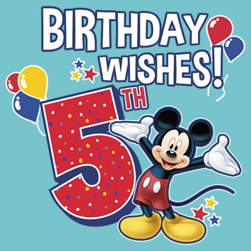 Girl's Disney Mickey Mouse 5th Birthday Wishes T-Shirt, 2 of 5