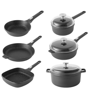 BergHOFF GEM 9Pc Cookware Set, Black