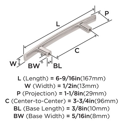 Polished Nickel Modern Cabinet Bar Pull with Mounting Hardware
