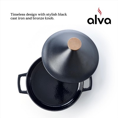Alva Nori 11-Inch Black Enameled Cast Iron Tagine Pot