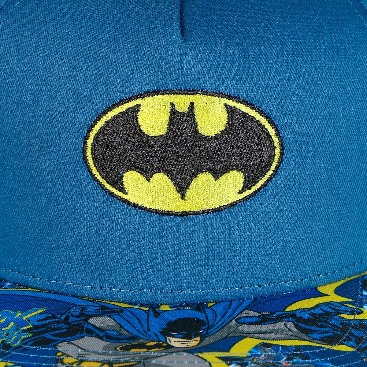 DC Comics Batman Boys' Flat-Brim Hat Sublimated Snapback Adjustable OSFM Kids Baseball Cap Blue - thumbnail 5