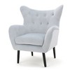 Modern Velvet Curved Wingback Chair, Upholstered Accent Chair, Button-Tufted Arm Chair with Oak Frame and Black Legs -Christopher Knight Home - 4 of 4
